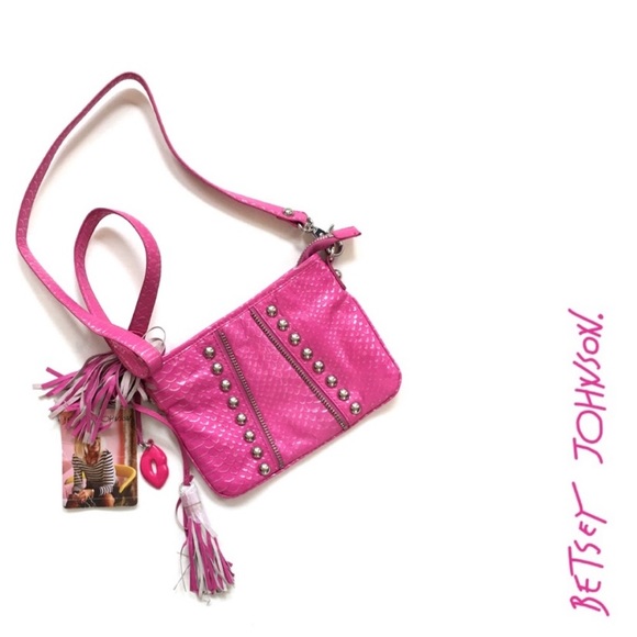 Betsey Johnson Handbags - Betsey Johnson Venom Pink Studded Crossbody Bag
